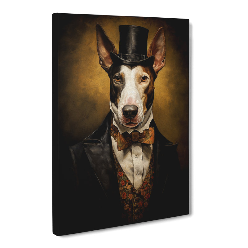 English Bull Terrier Gothic - Print on Canvas, 50cm H x 35cm W x 3cm D