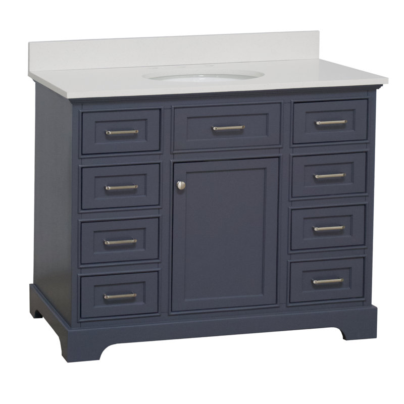 Ensemble de meuble-lavabo simple 42 po Meriline, Gris anthracite, Quartz