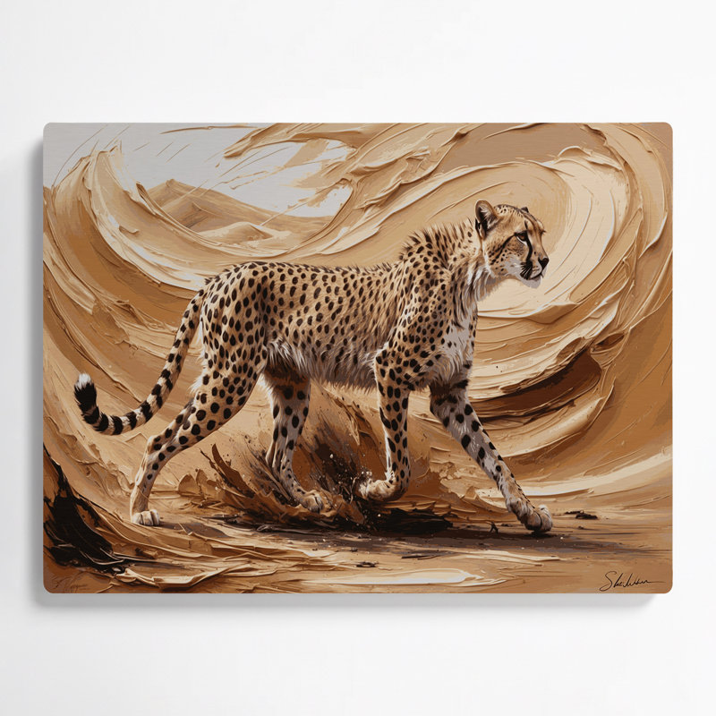 «Big Cats» Saharan Cheetah Brown, art mural en métal, H 20 po x l 24 po