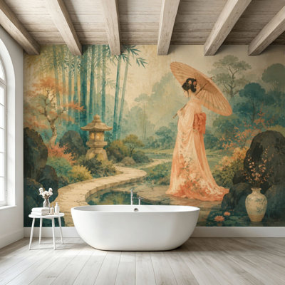 «Peel and Stick», peinture murale par numéro asiatique, art mural auto-adhésif