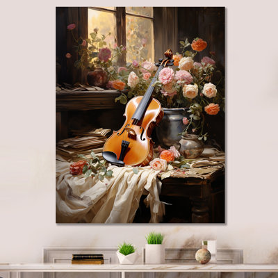 Violon harmonie florale sur toile