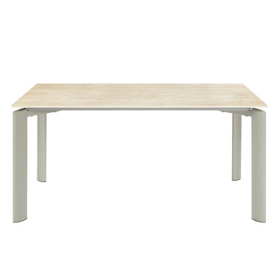 Gray Ceramic Top Dining Table With A Spacious Surface Construction