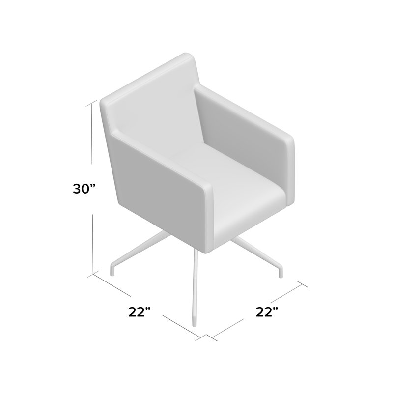 Chaise de réception en similicuir de 22 po avec structure en métal Brilon, Blanc