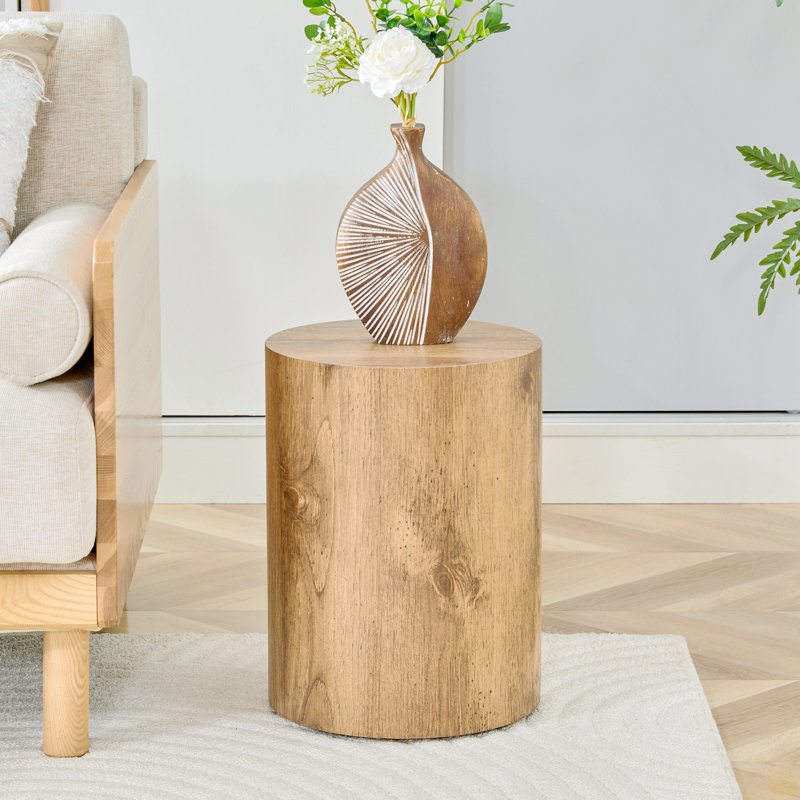 Table basse cylindrique à grain de bois