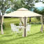 Pavillon de jardin extérieur avec rideaux. 10 pi x 12 pi, structure en acier, toit. Endroit relaxant. Beige pour utilisation en patio. Fabrication, intimité