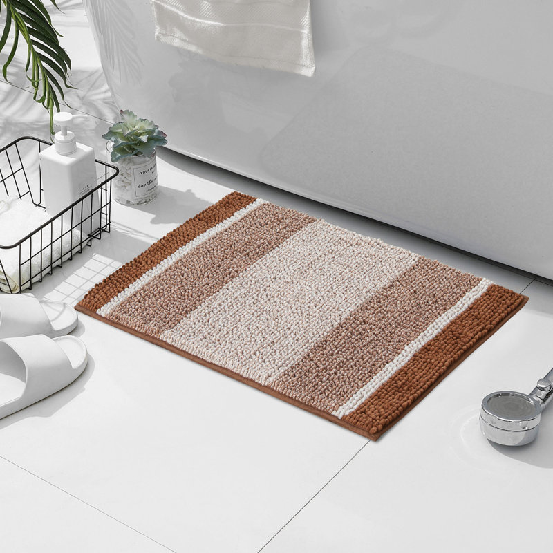 Roxboro Chenille Soft and Absorbent Bath Rug, Coffee, 16" W x 24" L