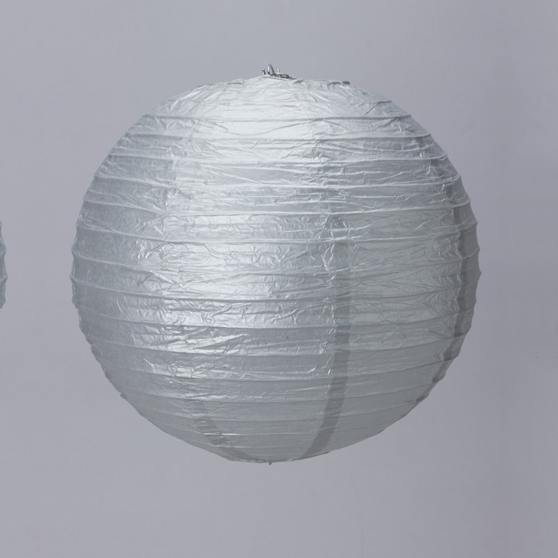 Lanterne en papier, Argent, H 8 po x l 8 po x P 8 po