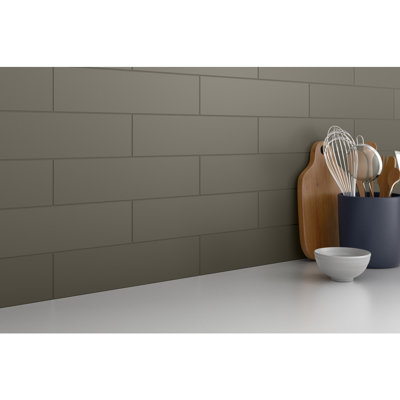 Catch Taupe 4 in. x 16 in. Matte Ceramic Wall Tile (10.83 sq. ft./Case)