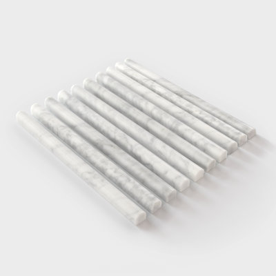 12" x 0.75" Natural Marble Pencil Liner Tile Trim (Set of 10)
