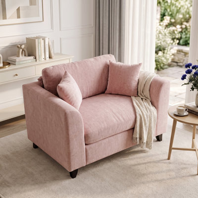 45'' W Oversized Premium Chenille Armchair  Solid Wood Frame Lounge Chair With Throw Pillows