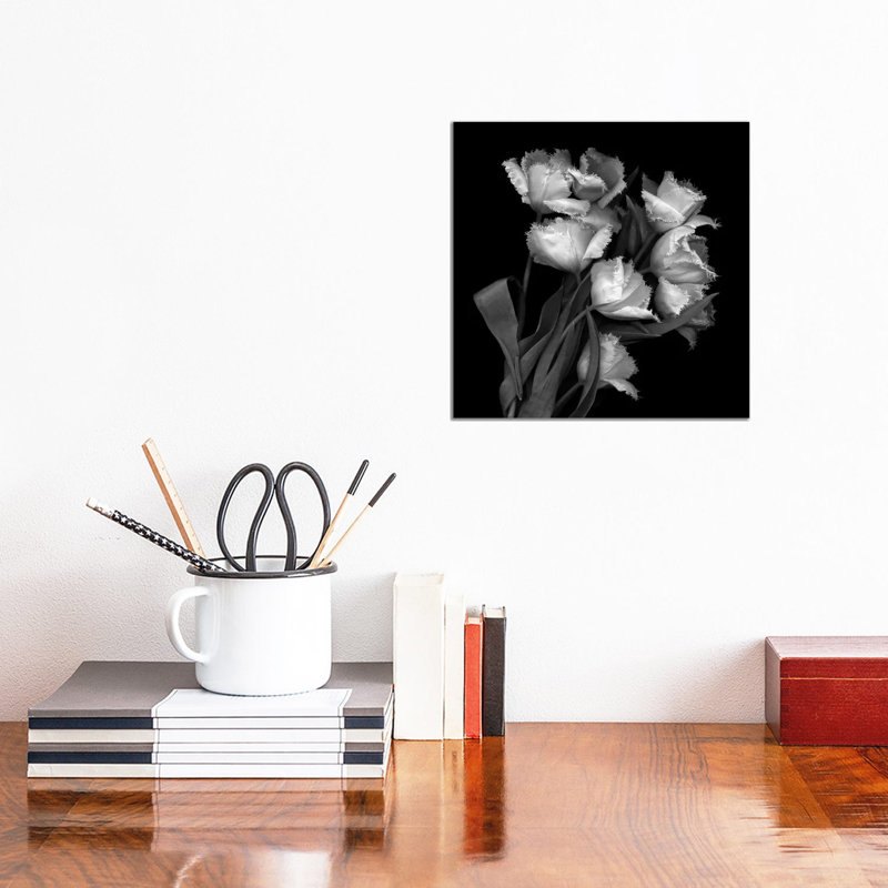 Frayed Tulips, B&W by Magda Indigo - Wrapped Canvas Gallery-Wrapped Canvas Giclée, 30.48 cm H x 30.48 cm W