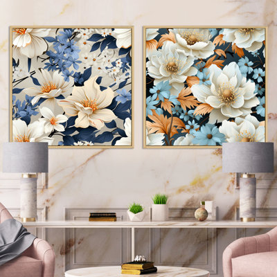 Jessim - ensemble de 2 collages carrés floraux
