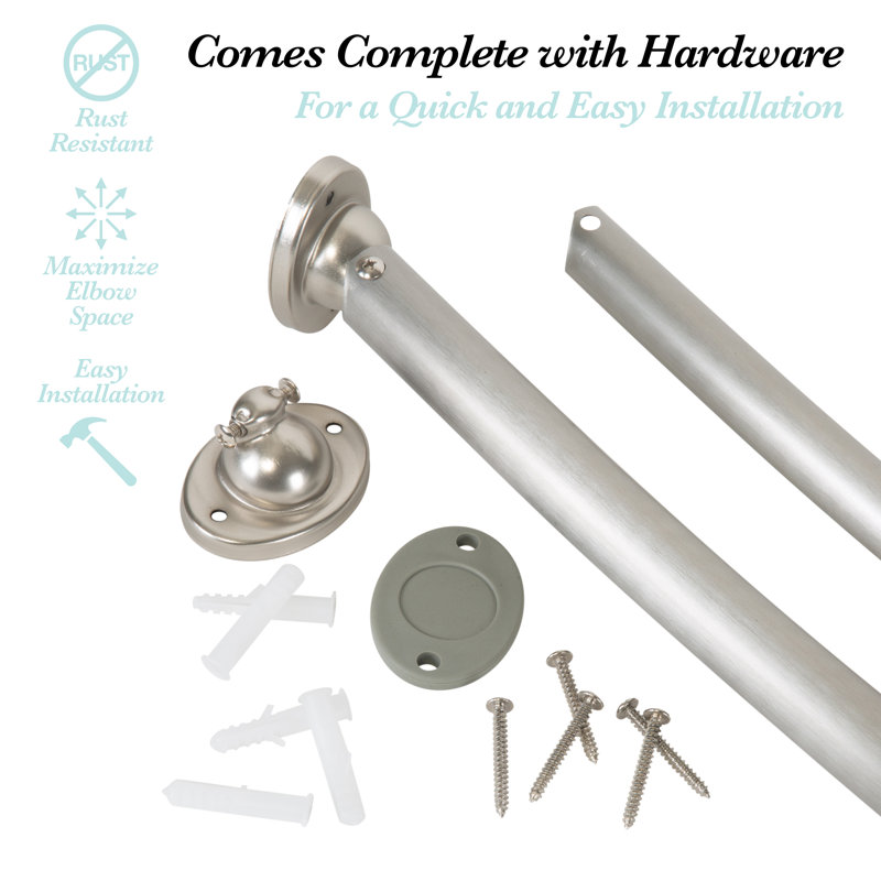 Stainless Steel Adjustable Curved Shower Curtain Rod, 42" to 72"