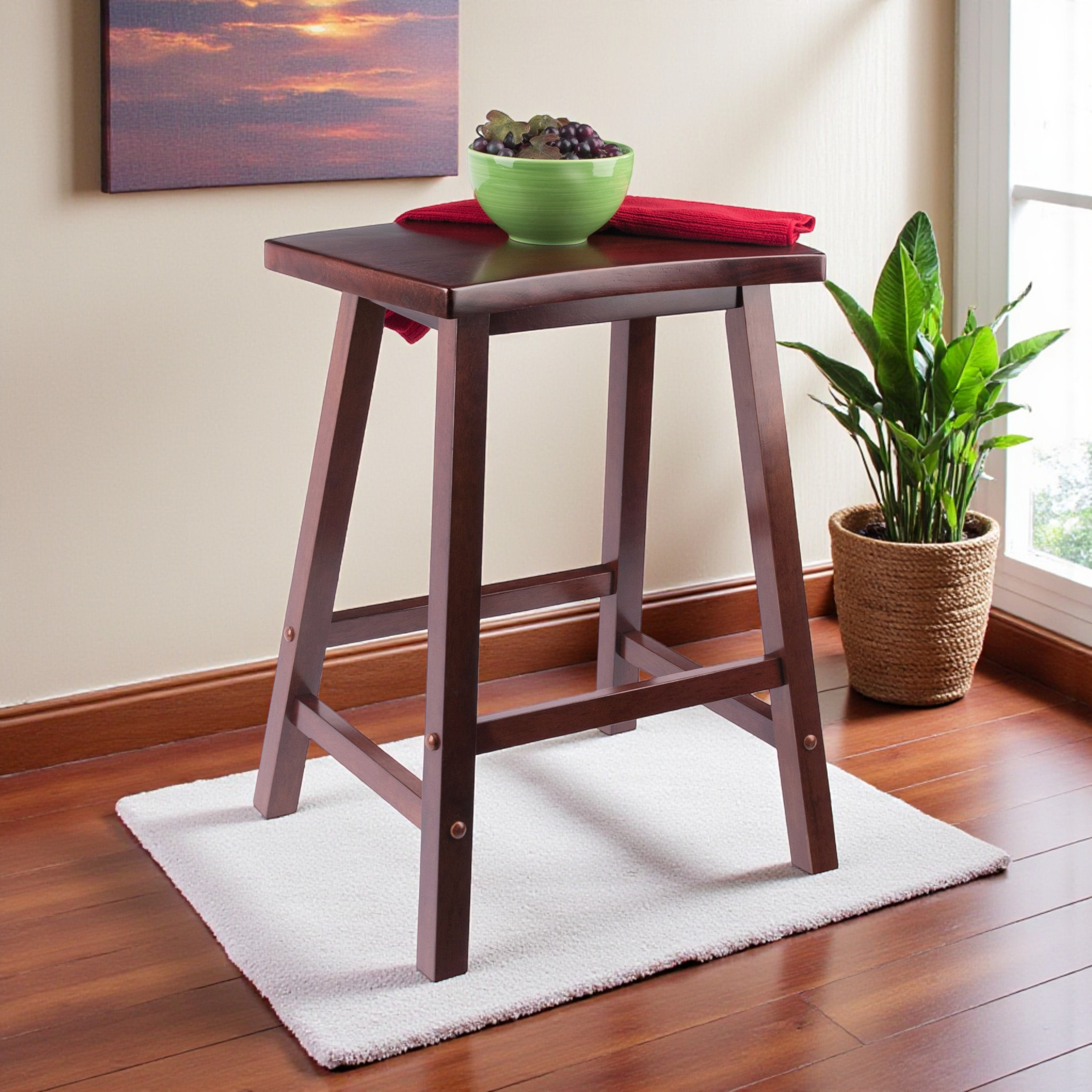 Fan Shape Stool Winston Porter Margot Counter Stool in Fan Shape, Walnut Finish | Wayfair