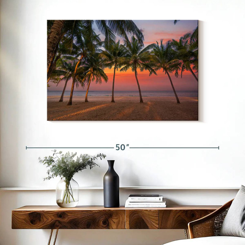 Coucher de soleil sur un palmier des Caraïbes Gillard, H 26 po x l 39 po