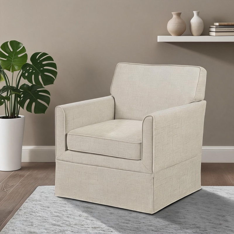 Fauteuil tissé rembourré avec housse en lin beige sans outils pour le salon