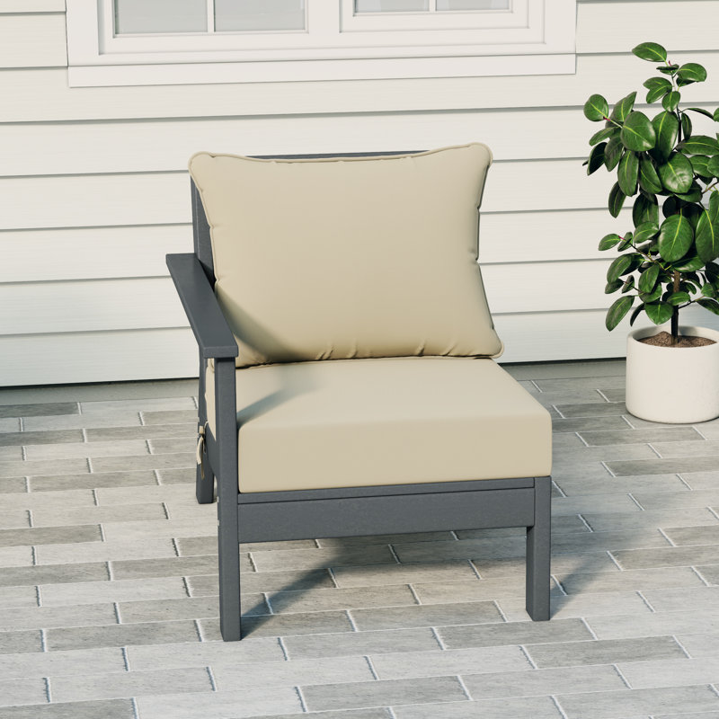 Chaise avec accoudoirs profonds à gauche avec coussins, Beige, Grey