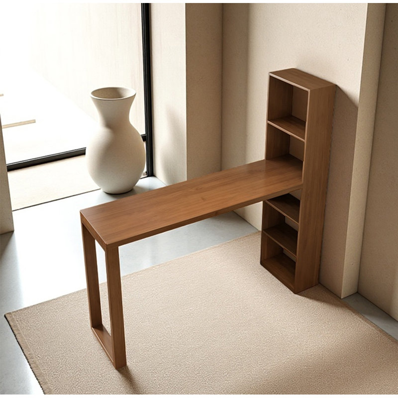 Table de bar moderne en bois massif avec armoire de rangement, H 70,87 po x L 70,87 po x l 17,72 po