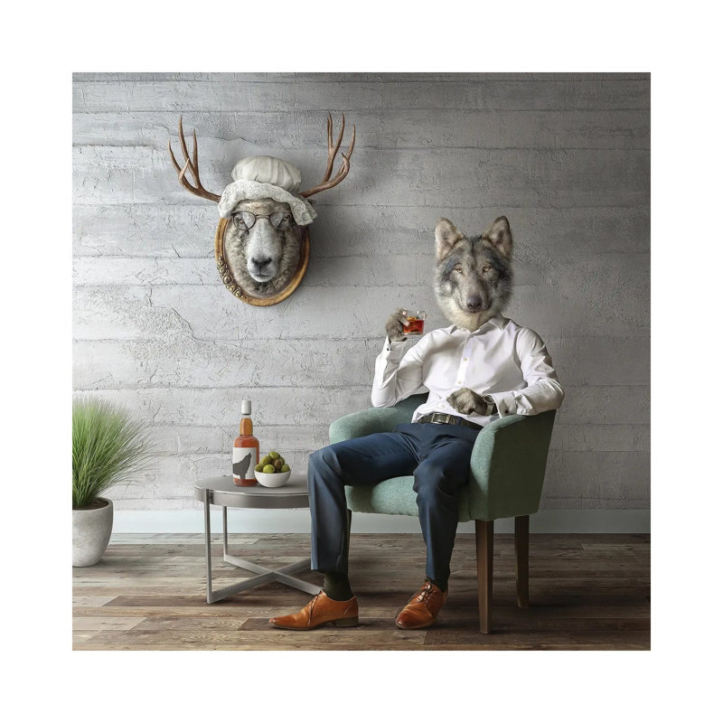 Home Fairytale: Big Bad Wolf by Spielsinn Design - Gallery-Wrapped Canvas Giclée on Canvas, Canvas, 30.48 cm H x 30.48 cm W