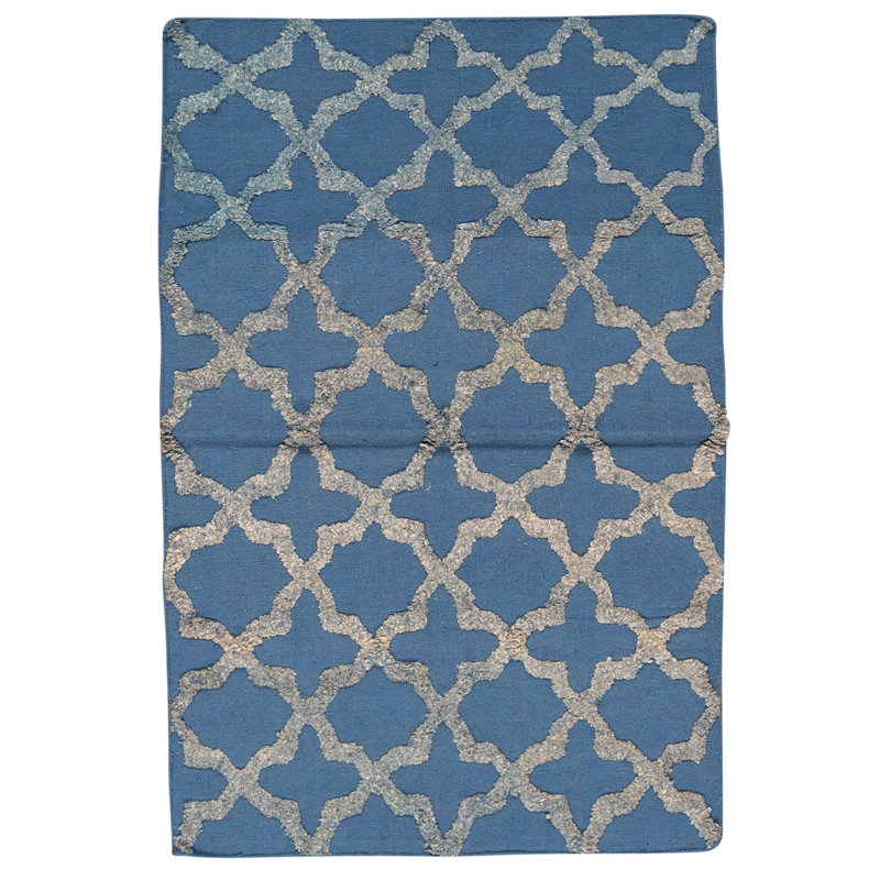 Tapis bleu clair noué à la main de haute qualité