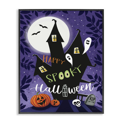 «Spooky Halloween House», estampe numérique encadrée par Elizabeth Tyndall bg-732