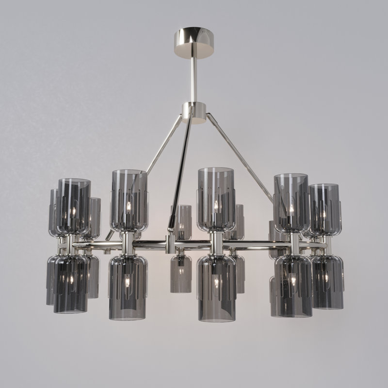 Escalade Chandelier, Polished Nickel, 24" H x 36" W x 36" D
