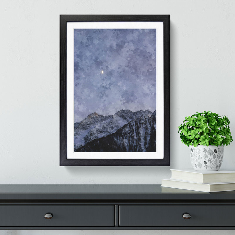 Half a Moon - Picture Frame Painting Print, 45cm H x 33cm W x 2cm D, Black Framed