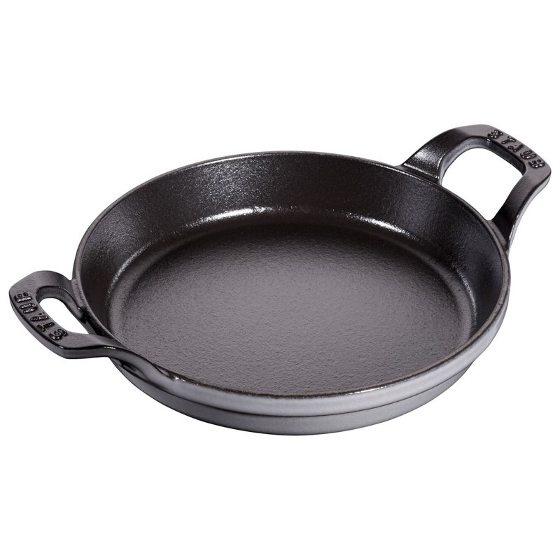 Staub Cast Iron 6-inch Round Gratin Frying Pan, 6"", Graphite Gray