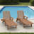 Outdoor Wood Texture Pool Reclining Lounge Chaise  With Wheels & Cup Holder (Set of 2)-1081756956