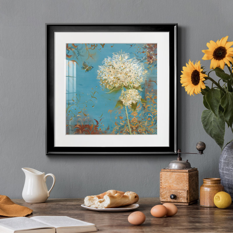 «Krishna's Garden II» par J Paul - reproduction d'art sur toile encadrée, Papier encadré noir