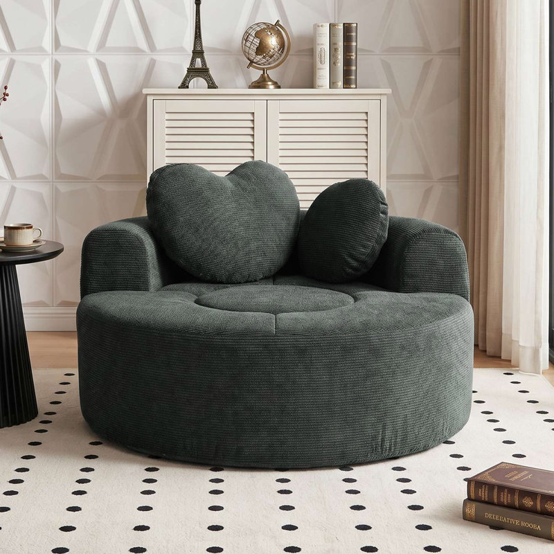 Chaise longue ronde de 53,9 po avec coussin, Noir