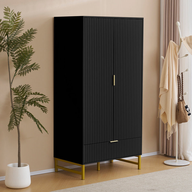 Majzara 2 Door Manufactured Wood Wardrobe, Black