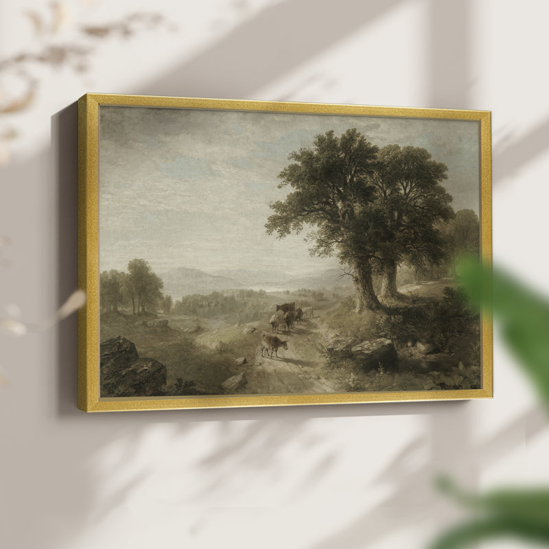 Paysages rétro-DCCIV-Reproduction encadrée - Restickable, H 16 po x l 20 po, Doré