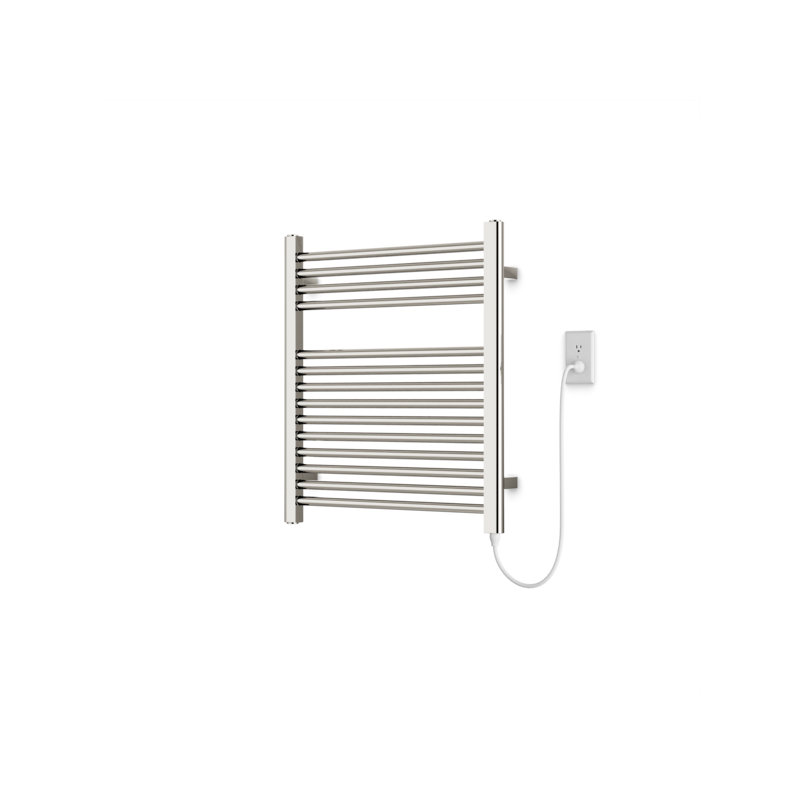 Denby Wall Mount Electric Towel Warmer, 27" H x 23.625" W x 5.19" D, Polished Nickel