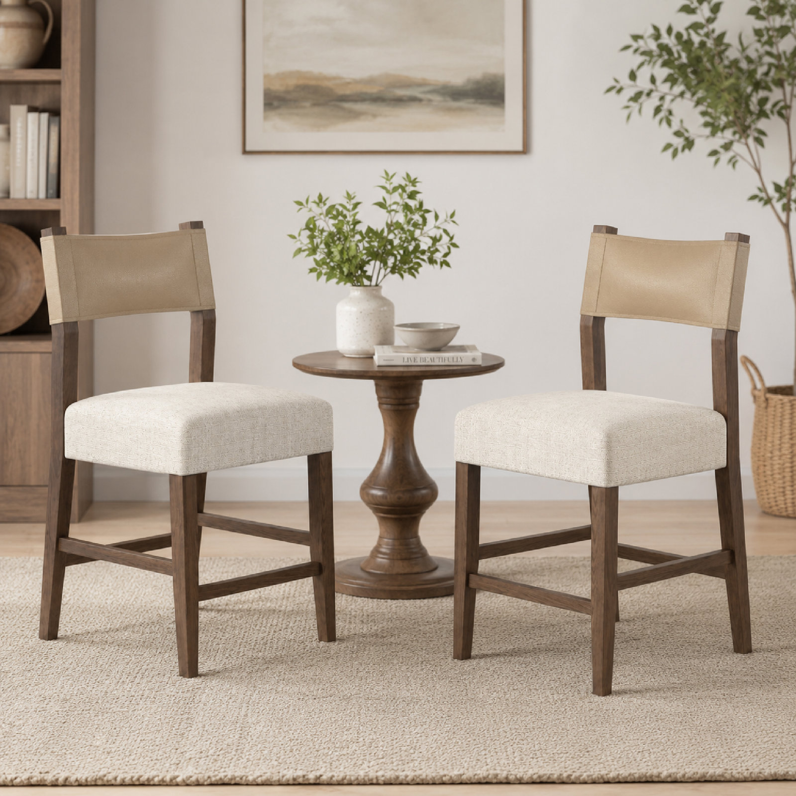 Rustic Bar Stool,Solid Wood Frame