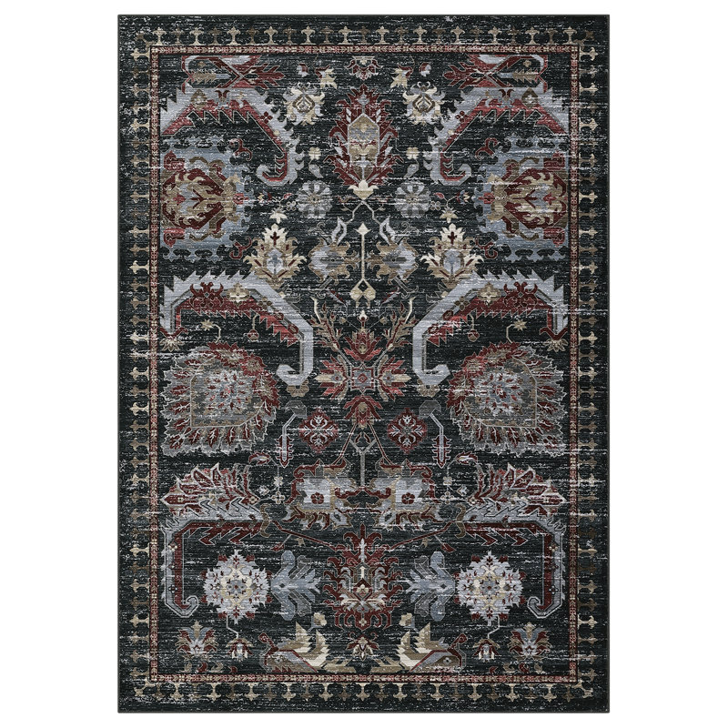 5x7 Vintage Distressed Area Rug Non Slip Rug Floor Carpet Washable Rug Retro Green Rug, Rectangle 5' x 7', Green