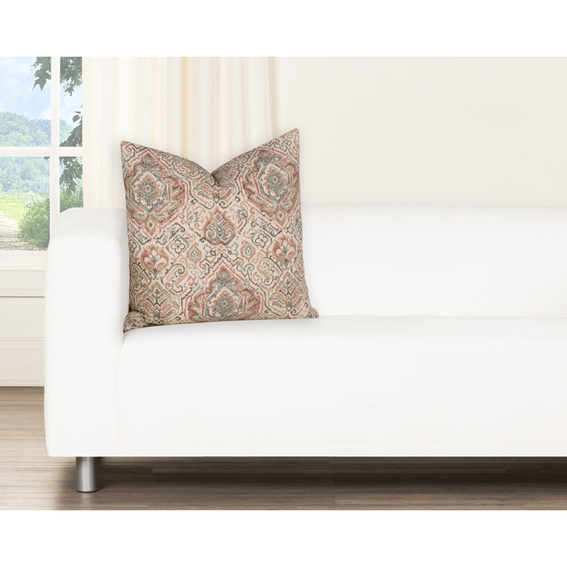 Oreiller décoratif en argile 100% coton Magnolia Home Fashions Nomad, H 16 po x l 16 po, Polyester, Damas rouge