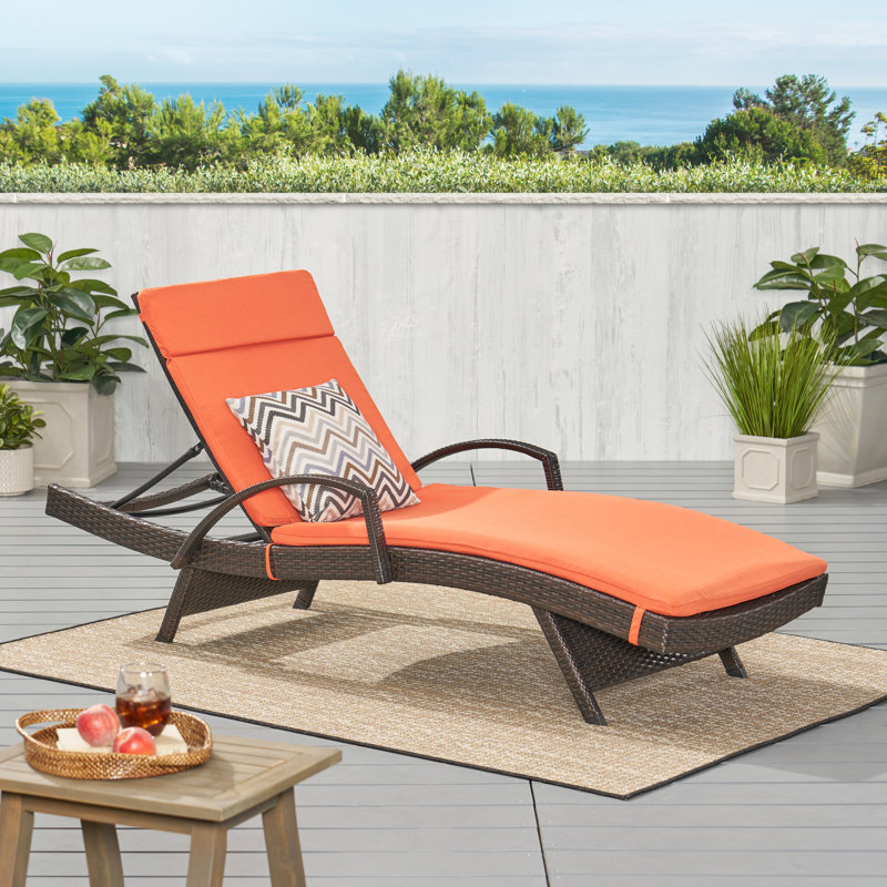 Chaise longue inclinable avec coussins 79,25 po Billur, Orange