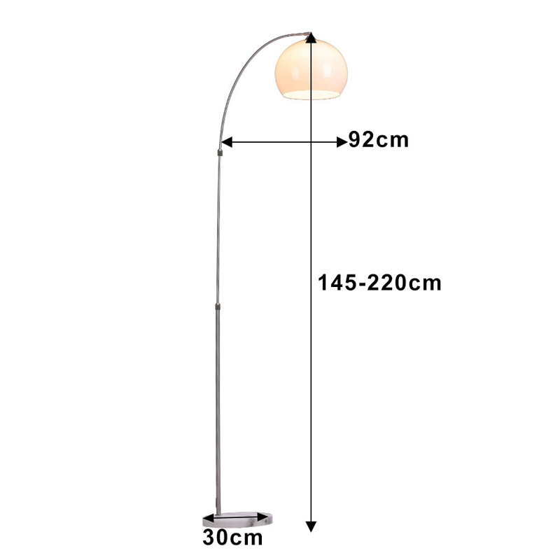 Amesbury 145cm Modern  Arched Floor Lamp with Marble Base, White