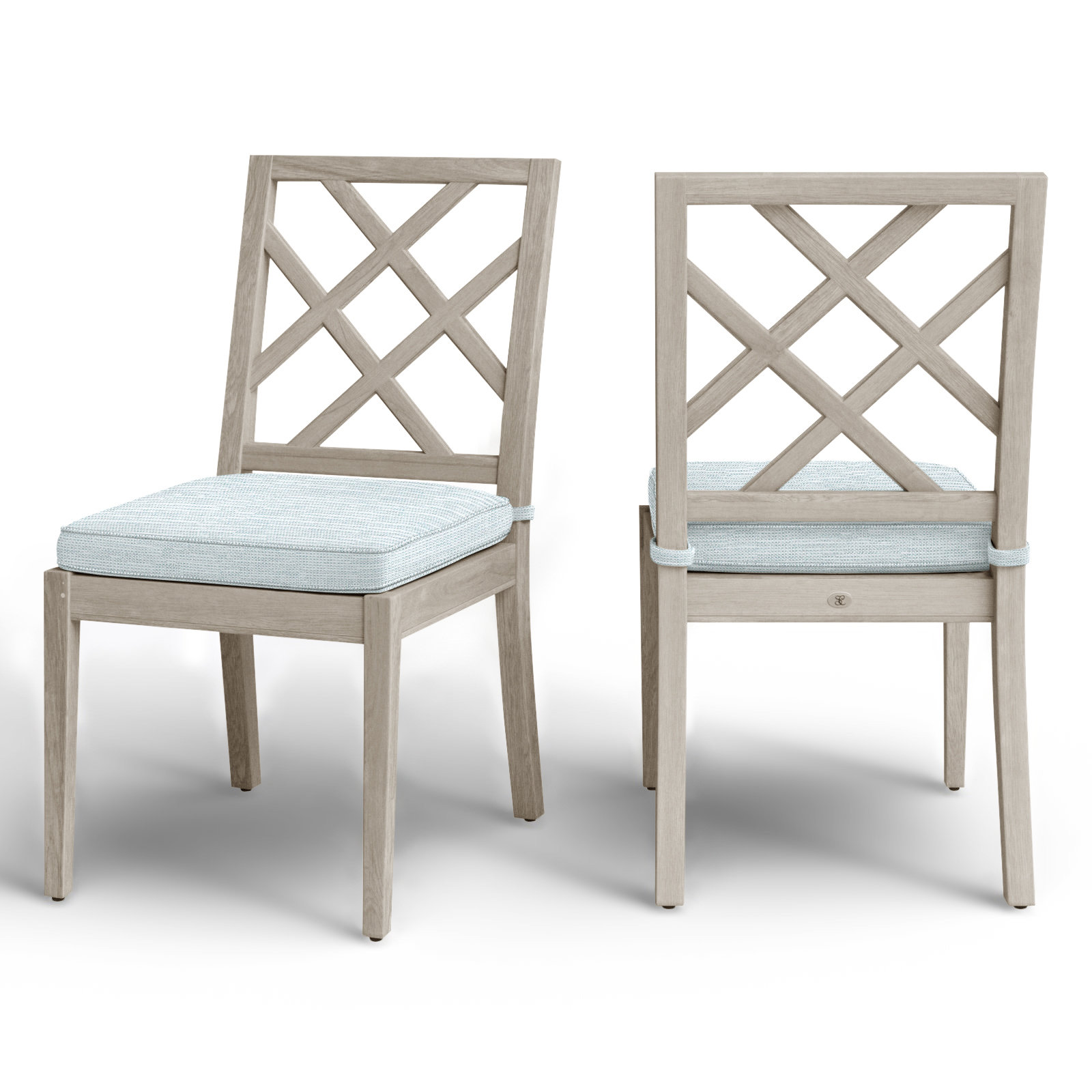 Haley Sunbrella® Patio Side Chair, Welt, Paper Sky, Oyster Teak