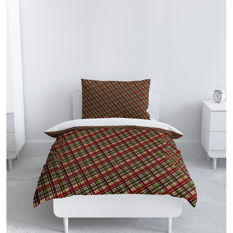 Checkered Duvet Cover, Queen Duvet Cover + 2 Queen Shams