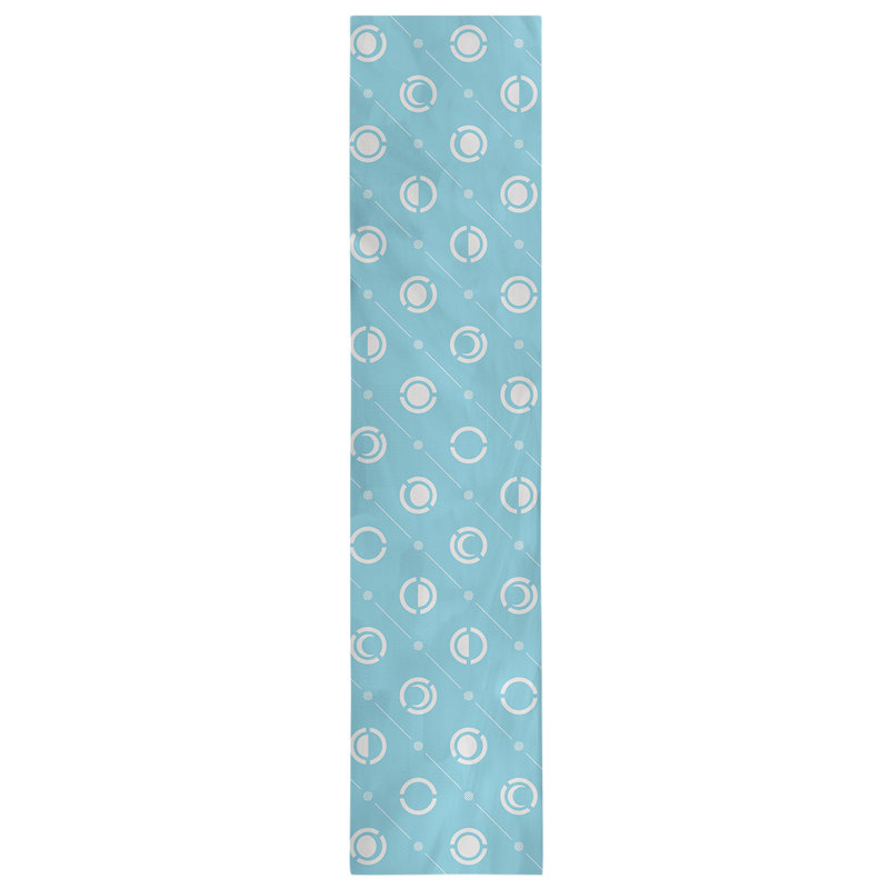 Classic Moon Phases Table Runner, 16" x 72", Teal/White