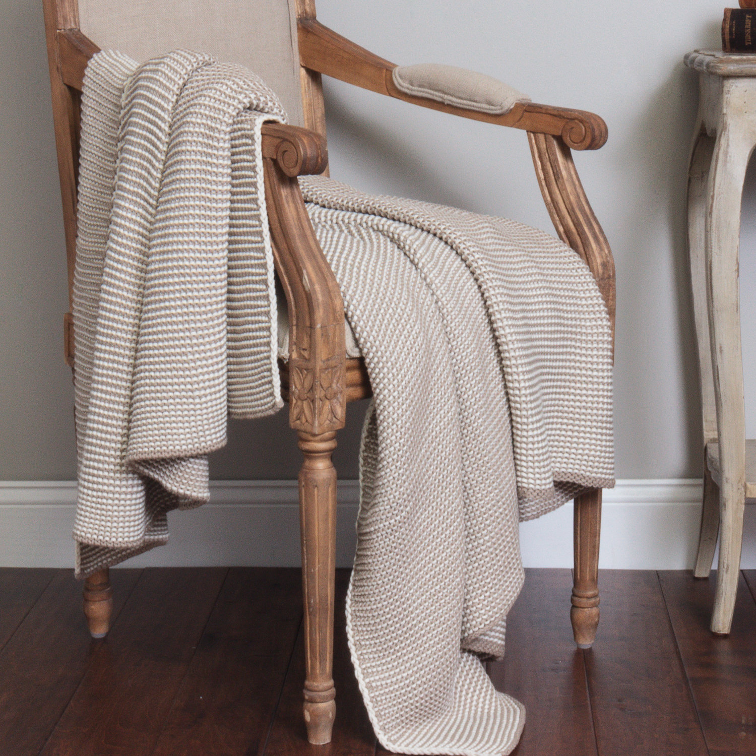 Cohen Cotton Knitted Throw Blanket, Natural