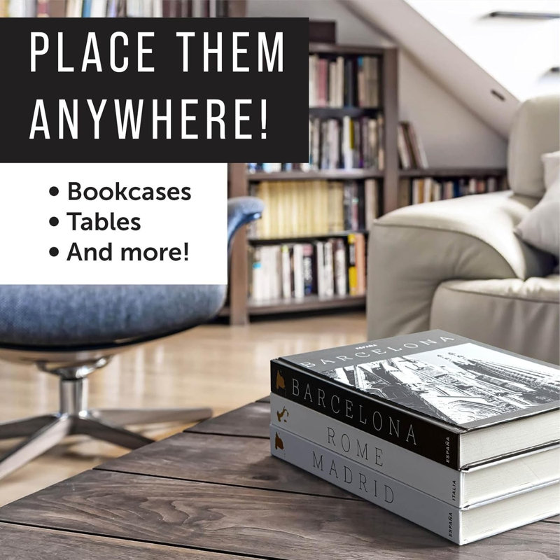 Ensemble de 3 livres à couverture rigide pour la décoration - idéal pour les plateaux de table