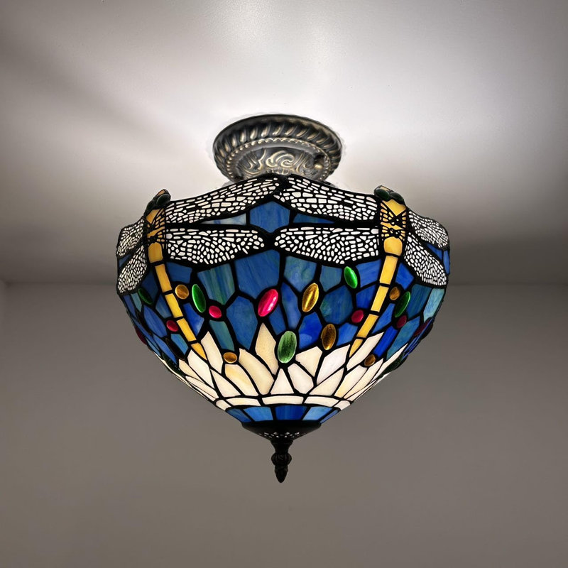 Tiffany Glass Semi Flush Mount
