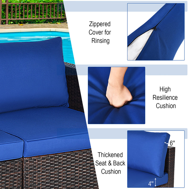 Chaise de patio avec coussins, Marine