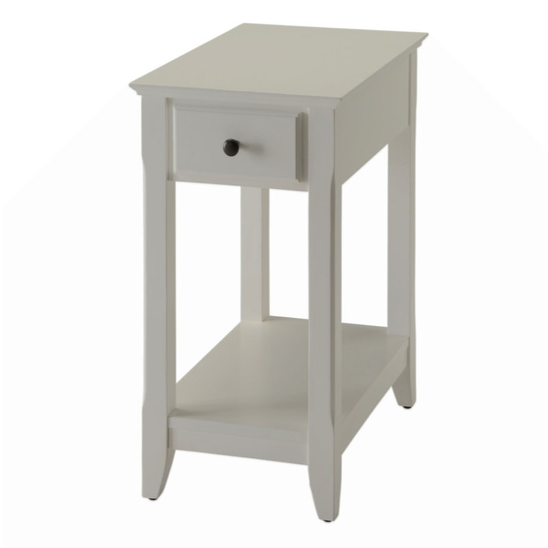 Table d'appoint avec tablette inférieure, Blanc