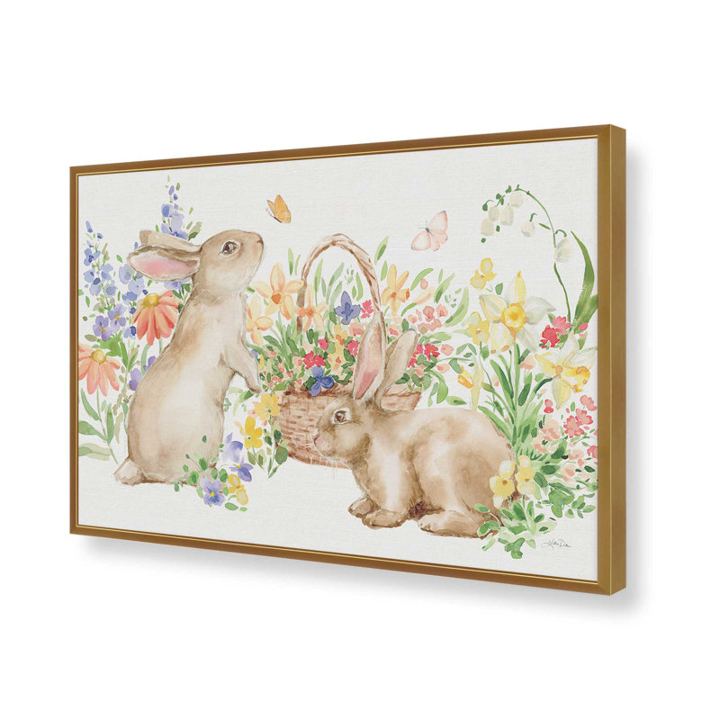 «Spring Celebration V» par Katrina Pete, reproduction d'art, H 12 po x l 18 po, Or