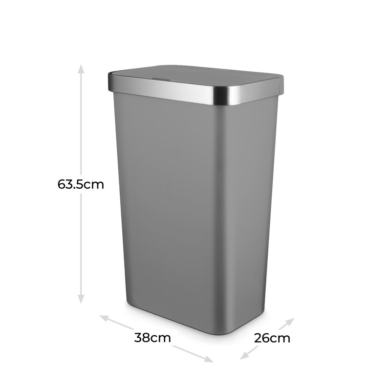 Stainless Steel 50 Litre Motion Sensor Recycling Bin, Grey