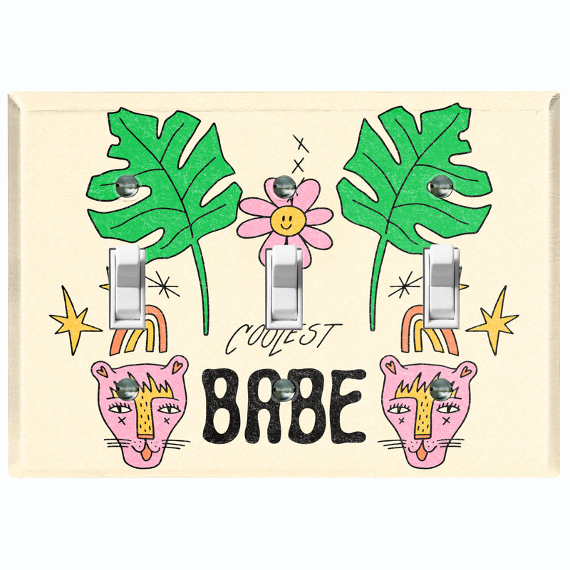 Caricature mignonne de bébé mignon et cool avec une feuille et un chat